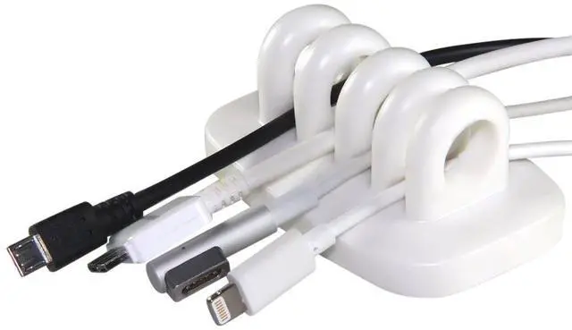 Main image of Desktop Cable Organizer, Weighted, No Bad Smell, Bundled with 2 Reusable Cable Ties (White)