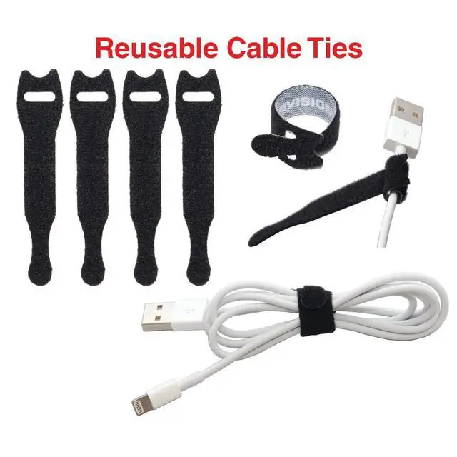 Alt view image 5 of 6 - Desktop Cable Organizer, Weighted, No Bad Smell, Bundled with 2 Reusable Cable Ties (White)