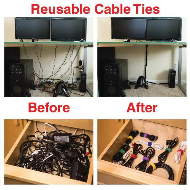 Alt view image 6 of 6 - Desktop Cable Organizer, Weighted, No Bad Smell, Bundled with 2 Reusable Cable Ties (White)