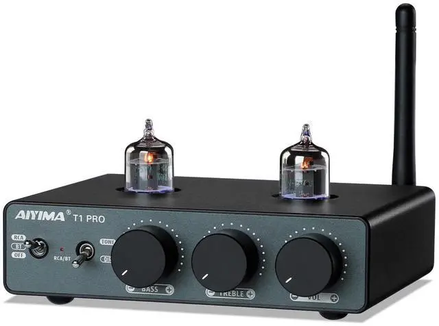 Main image of T1 PRO Vacuum Tube Preamplifier Bluetooth 5.1 with Treble Bass | 12V Trigger/RCA Out | Swappable Op-Amp & Tubes | Home Audio Pre-amp for 2.0/2.1 A07 MAX Stereo Amplifiers & Bookshelf Speaker