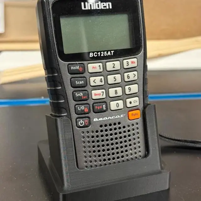 Alt view image 6 of 6 - Stand for Bearcat BC125AT BCD325P2 - Secure Desk Mount Handheld UHF Radio, Police Scanner, Vehicle Electronics, Table Use - 10° Tilt Easy Display - Durable Design Includes Screw - Made in USA