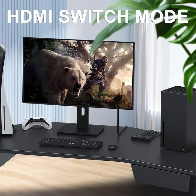 Alt view image 4 of 6 - HDMI Switch 8k@60hz Splitter, Bidirectional HDMI Switcher 2 in 1 Out, Splitter 1 in 2 Out, Support 4K@120hz, Compatible with PS5, XSX, UHD TV, Monitor, Projector (1 Display at a time)