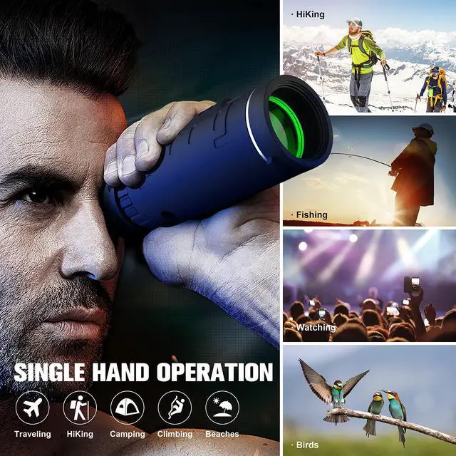 Alt view image 6 of 6 - 40x60 High Definition Monocular Telescope with Smartphone Adapter, BAK4 Prism FMC Monocular with Clear Low Light Vision for Wildlife Hunting Camping Travelling(LD006-00A-PDQ-1)