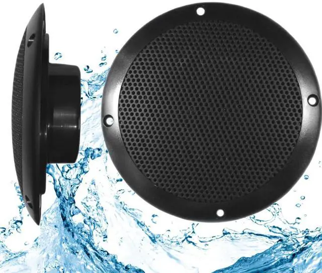 Main image of Eco50-4BK 5 inch Ultra Slim Waterproof Marine Speaker for RV, Camper, Cabinet and Hot tub. Chemical and UV Resistant. Wall and Floor Mount Outdoor Speakers (Black)