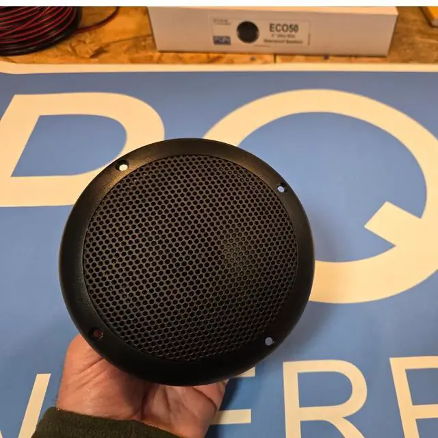 Alt view image 4 of 6 - Eco50-4BK 5 inch Ultra Slim Waterproof Marine Speaker for RV, Camper, Cabinet and Hot tub. Chemical and UV Resistant. Wall and Floor Mount Outdoor Speakers (Black)