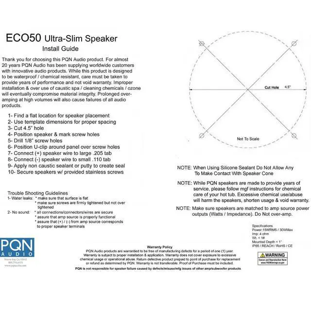 Alt view image 5 of 6 - Eco50-4BK 5 inch Ultra Slim Waterproof Marine Speaker for RV, Camper, Cabinet and Hot tub. Chemical and UV Resistant. Wall and Floor Mount Outdoor Speakers (Black)