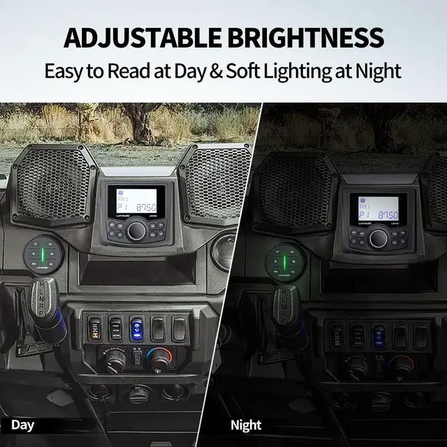 Alt view image 6 of 6 - Marine Bluetooth Radio - Weatherproof Marine Stereo System with Wireless Remote - Built-in 3" Dot Matrix LCD Display, Amplifier, Bluetooth, Digital Media MP3 Player, AM/FM Radio