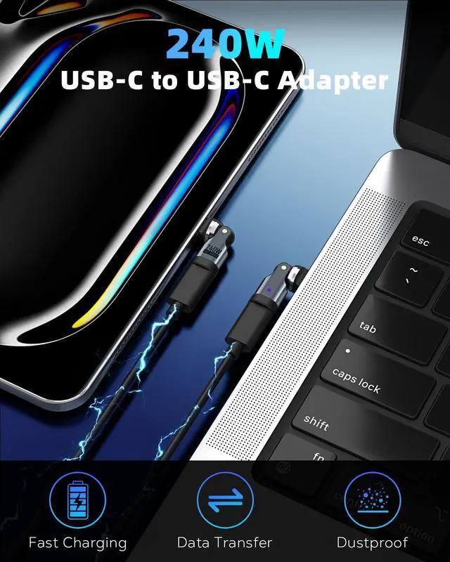 Alt view image 2 of 6 - USB C 90 Degree Adapter 240W, Right Angle 360° & 180° Ratatable, 3 PCS,Gray | 180° & 360° Rotating Design, Reduce Cable Bending & Port Strain, Fast Charging, for Smartphones/Tablets/Laptops