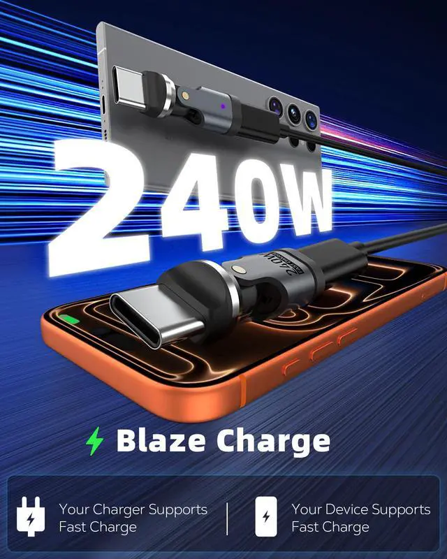 Alt view image 4 of 6 - USB C 90 Degree Adapter 240W, Right Angle 360° & 180° Ratatable, 3 PCS,Gray | 180° & 360° Rotating Design, Reduce Cable Bending & Port Strain, Fast Charging, for Smartphones/Tablets/Laptops