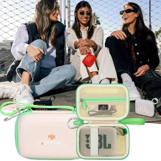 Alt view image 4 of 6 - Case Compatible with JBL Go 4 / Go 3 Ultra-Portable Waterproof Dustproof Bluetooth Speaker, Portable Storage Bag for Accessories -Sand (Case Only)