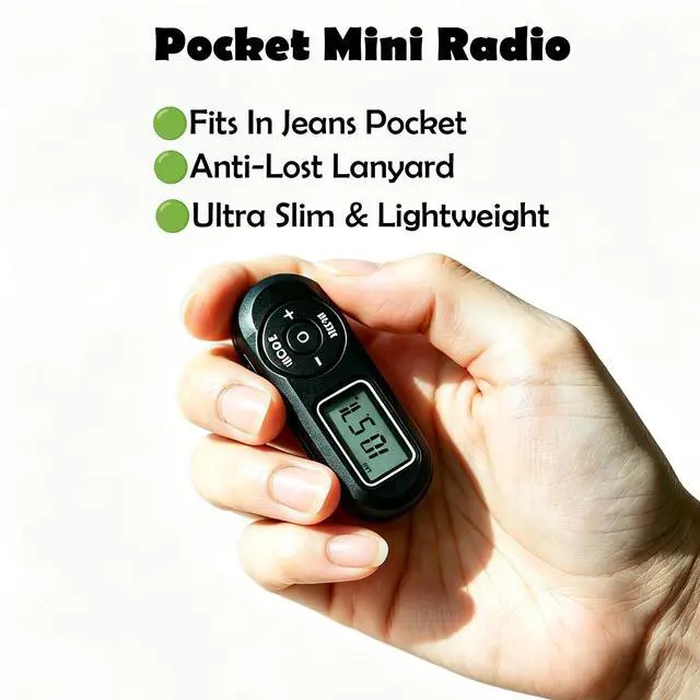Alt view image 5 of 6 - Mini DSP FM Radio Portable, Pocket Radio LCD Belt Clip for Seniors Outdoor | Lightweight Battery Powered FM Radio with Headphones, 20 Preset Stations & Station Memory for Jogging Hiking Travel