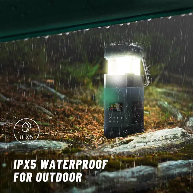 Alt view image 6 of 6 - DF-585 Emergency LED Camping Lantern,IPX5 Waterproof Stereo Bluetooth Speaker,Hand Crank NOAA Weather Alert Radio with Solar,Portable AM FM Radio with Flashlight,5000mAH Cell Phone Charger
