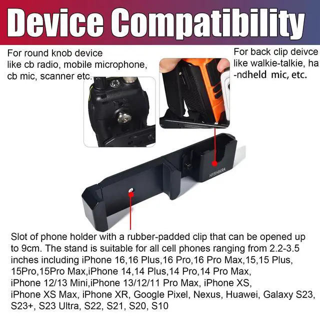Alt view image 4 of 5 - Dual Slot Mount - Universal 25mm/1inch Ball Adapter Holder for Walkie Talkie, Mic & Smartphone | Secure Clip, Heavy Duty Design with RAM Mounts B Size Double Socket Arm
