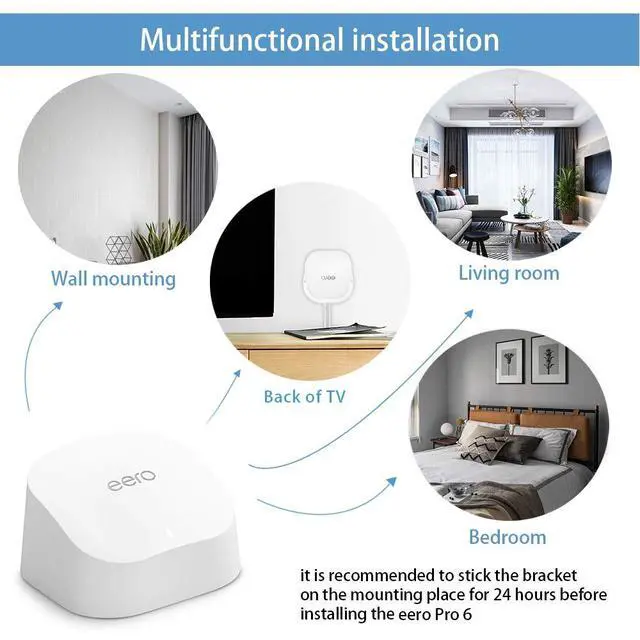 Alt view image 5 of 6 - Screwless Wall Mount for eero 6 Dual-Band mesh Wi-Fi 6 Router Holder, No Tools Required, Easy to Install, No Drilling, Strong VHB Adhesive Mount by (2 Pack)