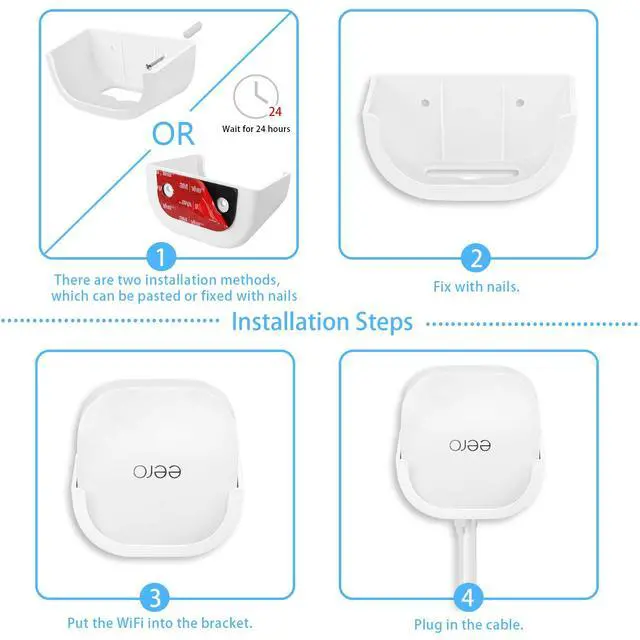 Alt view image 6 of 6 - Screwless Wall Mount for eero 6 Dual-Band mesh Wi-Fi 6 Router Holder, No Tools Required, Easy to Install, No Drilling, Strong VHB Adhesive Mount by (2 Pack)