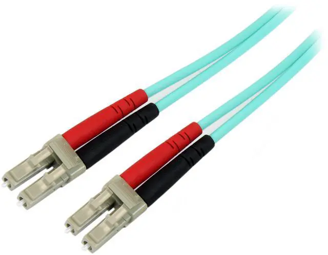 Main image of 5m (16.4ft) LC/UPC OM4 Multimode Fiber Optic Cable, 50/125, 100G, Low Insertion Loss, LSZH Fiber Jumper Cord | Low insertion loss, 125, LSZH, Jumper Cord, OM4 laser-optimized aqua fiber, 100Gbps, UPC