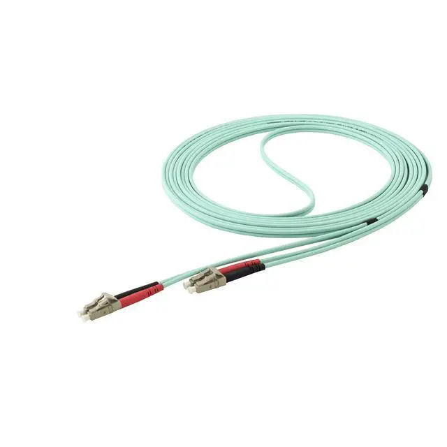 Alt view image 3 of 3 - 5m (16.4ft) LC/UPC OM4 Multimode Fiber Optic Cable, 50/125, 100G, Low Insertion Loss, LSZH Fiber Jumper Cord | Low insertion loss, 125, LSZH, Jumper Cord, OM4 laser-optimized aqua fiber, 100Gbps, UPC