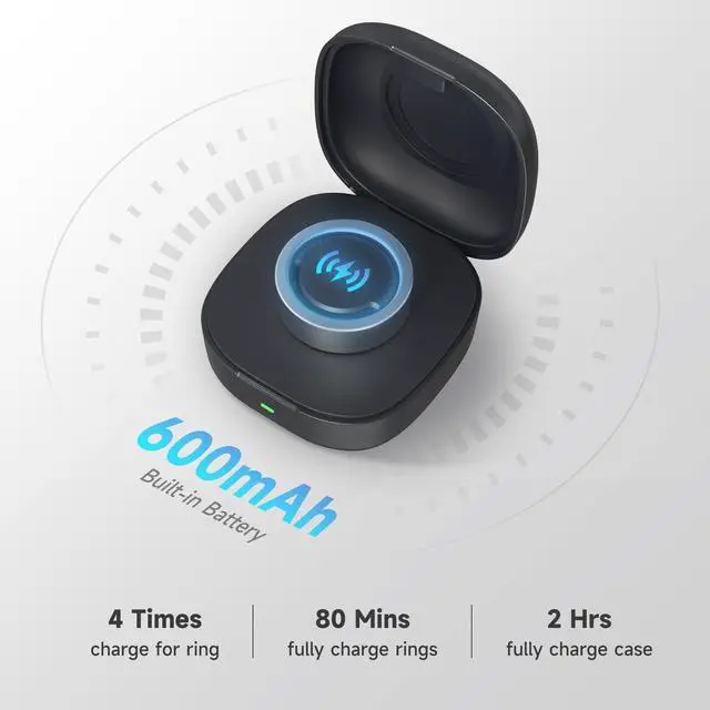 Alt view image 2 of 6 - Wireless Charger Case Compatible with Oura Ring Gen3 Heritage/Horizon Small Portable Travel Charging Box for Smart Ring, Size 6