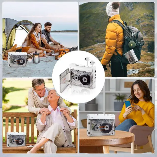 Alt view image 6 of 6 - Portable Retro Recordable Cassette Player | Vintage Cassette Tape Player Recorder, Audio Player with Earphone Jack, Battery Operated or AC Powered, Tape Recorder