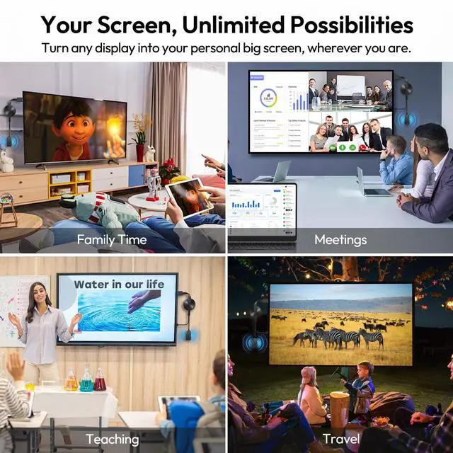 Alt view image 5 of 6 - 2026 Wireless HDMI Display Adapter, 4K Miracast Dongle Screen Mirroring Adapter for TV, Video Audio Photos from Smartphone Tablet Laptop to TV Monitor Projector, Supports Android iOS Windows macOS