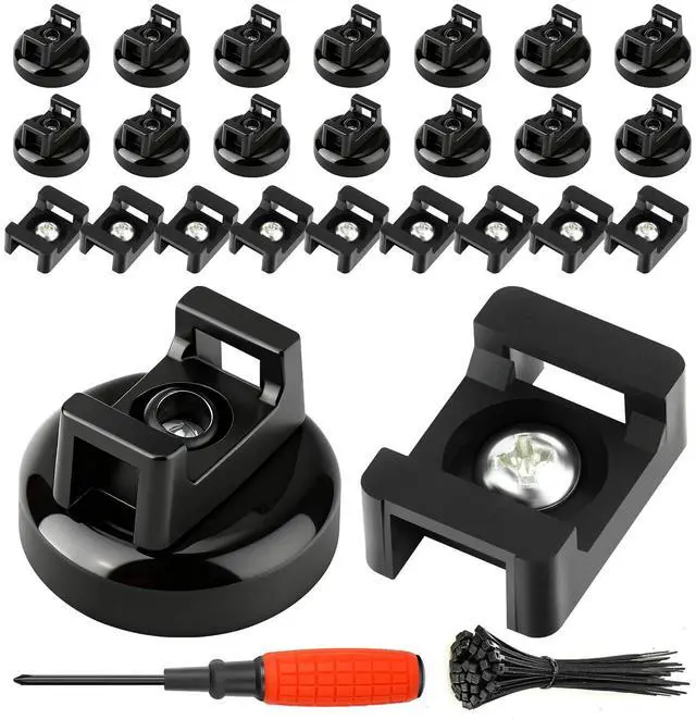 Main image of 15Pcs Magnetic Cable Tie Mount, Multipurpose Magnetic Wire Clip, 10Pcs Saddle Type Mounts Base + 10 Tapping Screws + 1 Screwdrivers, 60Pcs Cable Ties