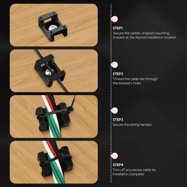 Alt view image 5 of 6 - 15Pcs Magnetic Cable Tie Mount, Multipurpose Magnetic Wire Clip, 10Pcs Saddle Type Mounts Base + 10 Tapping Screws + 1 Screwdrivers, 60Pcs Cable Ties