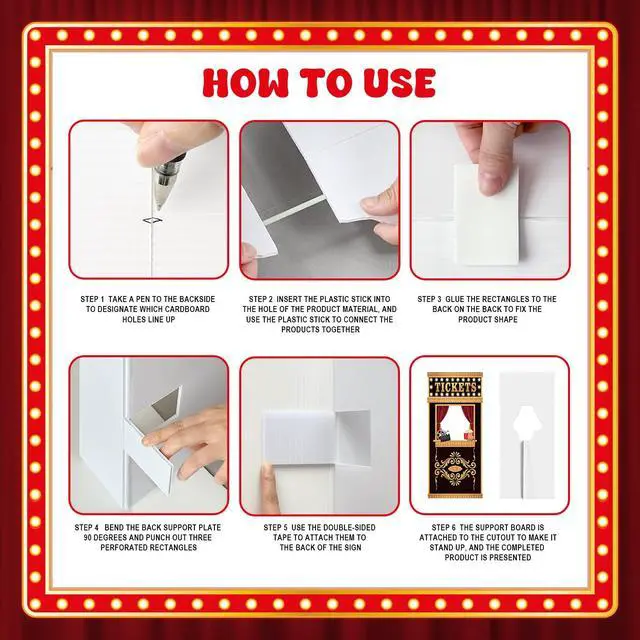 Alt view image 3 of 6 - 5.3 Ft Movie Night Birthday Party Decorations Ticket Booth Photo Prop | Ticket Booth Cardboard Cutout Photo Frame Background Banner Backdrop