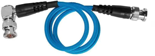 Main image of 20" 12G SDI Cable with Straight to Right-Angle Connectors for 4K 60p Camera Monitors and Transmitters | High-Speed, 4K 60P,and 8K 30P Video formats | Blue