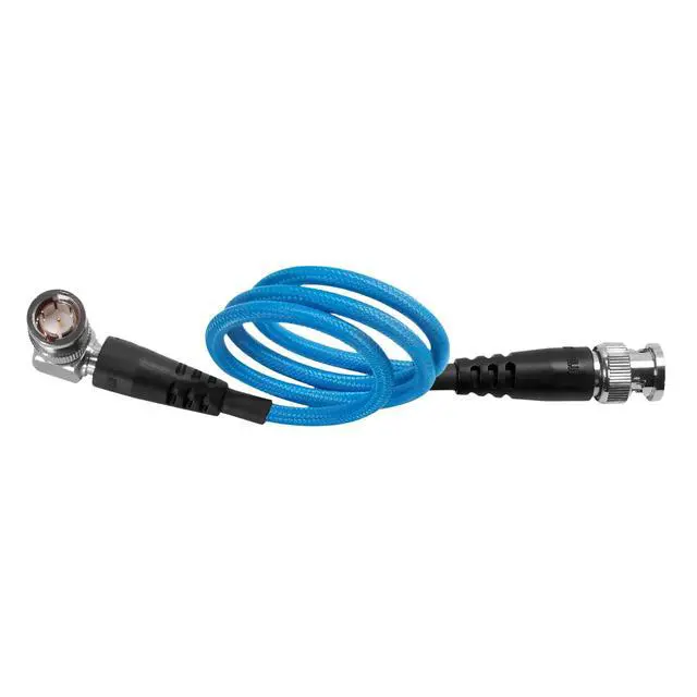 Alt view image 2 of 2 - 20" 12G SDI Cable with Straight to Right-Angle Connectors for 4K 60p Camera Monitors and Transmitters | High-Speed, 4K 60P,and 8K 30P Video formats | Blue