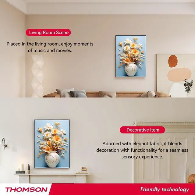 Alt view image 6 of 6 - Wireless Bluetooth Speakers with Remote Control,Art Painting Decoration Speakers Wall Mounted,Built-in Battery, Suitable for Bedroom, Office, Living Room, Hotel, Restaurant