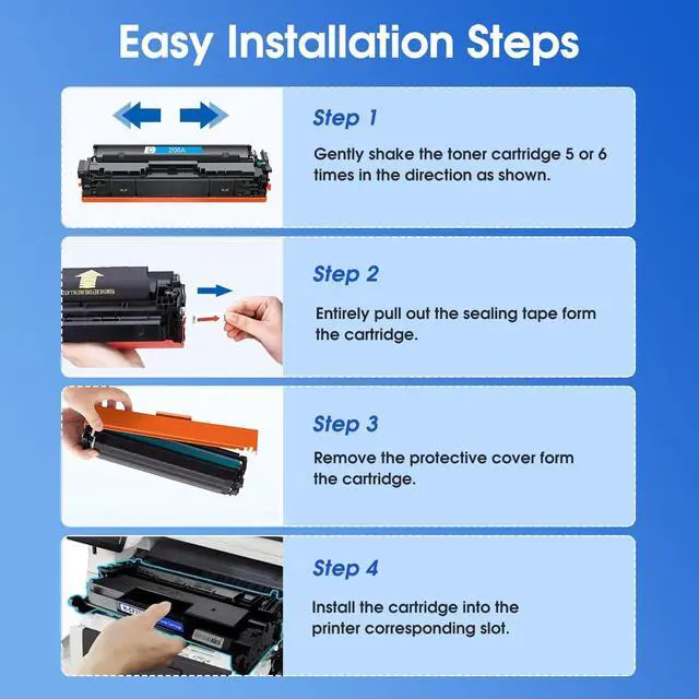 Alt view image 6 of 6 - 206A Toner Cartridges M283fdw M283cdw Toner Compatible for HP 206A 206X for HP Color Laser Jet Pro M255dw M255nw MFP M283fdw M283cdw M282nw M283fdn Printer, 4-Pack, Black/Cyan/Yellow/Magenta