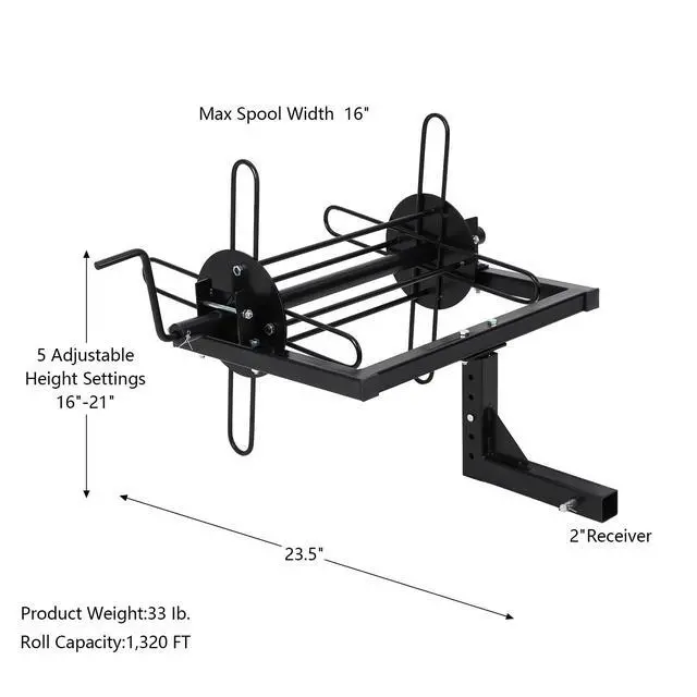 Alt view image 2 of 6 - Barbed Wire Unroller with 2" Hitch Receiver - ATV & Tractor Mounted Roller for Fencing & Farm Work, Easy-Install Bracket Plate