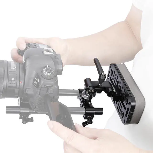 Alt view image 3 of 6 - Camera Chest Pad Mount for 15mm DSLR Handheld Steady Shooting-619 | with Mounting Cheese Plate, Adjustable Magic Arm, 15mm Rod Clamp