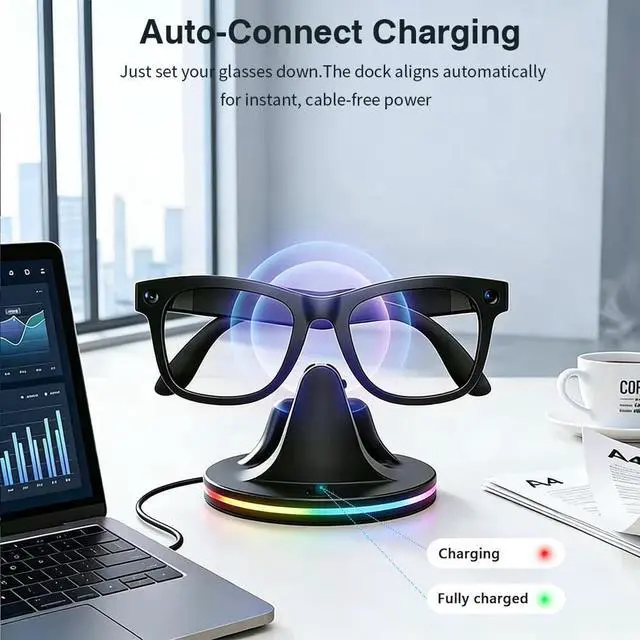 Alt view image 3 of 6 - Charging Dock Compatible with Meta Ray-Ban Glasses, Charging Stand Compatible with Wayfarer, Skyler, Headliner & Oakley Meta HSTN, with LED Power Status Light and USB-C Cable