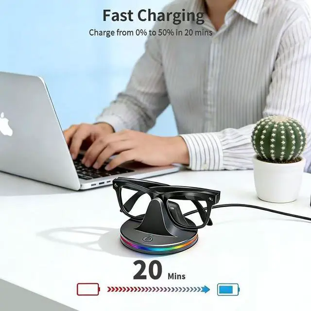 Alt view image 5 of 6 - Charging Dock Compatible with Meta Ray-Ban Glasses, Charging Stand Compatible with Wayfarer, Skyler, Headliner & Oakley Meta HSTN, with LED Power Status Light and USB-C Cable