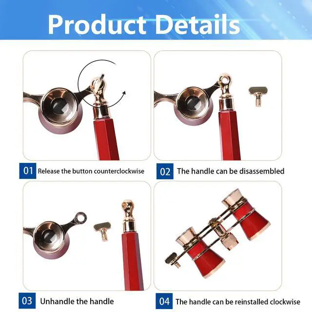 Alt view image 4 of 6 - Opera Glasses Binoculars, 3X25 Concert Binoculars, High-Definition Optical Lens Adjustable Focus Button and Foldable Stretchable Handle Theater Glasses for Music Concert, Cinema