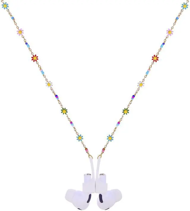 Main image of Ultra Strong Magnetic Airpod Pro Strap Anti-Lost Cord Sports Lanyard Compatible with Airpods 3rd 2nd Generation Pro 3 2 1 (Colored Flower Glass Rice Bead Chain)