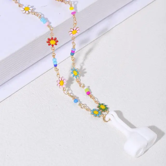 Alt view image 3 of 6 - Ultra Strong Magnetic Airpod Pro Strap Anti-Lost Cord Sports Lanyard Compatible with Airpods 3rd 2nd Generation Pro 3 2 1 (Colored Flower Glass Rice Bead Chain)
