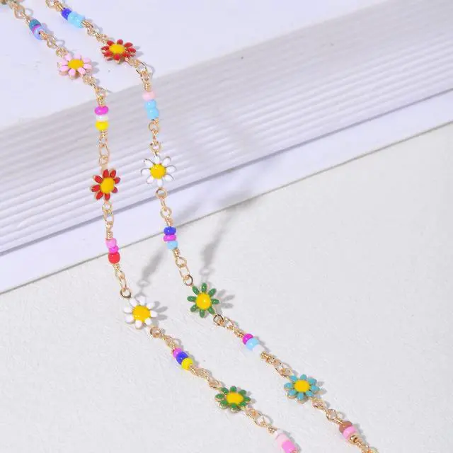 Alt view image 4 of 6 - Ultra Strong Magnetic Airpod Pro Strap Anti-Lost Cord Sports Lanyard Compatible with Airpods 3rd 2nd Generation Pro 3 2 1 (Colored Flower Glass Rice Bead Chain)