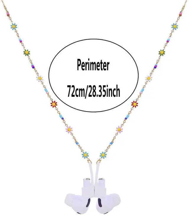 Alt view image 6 of 6 - Ultra Strong Magnetic Airpod Pro Strap Anti-Lost Cord Sports Lanyard Compatible with Airpods 3rd 2nd Generation Pro 3 2 1 (Colored Flower Glass Rice Bead Chain)