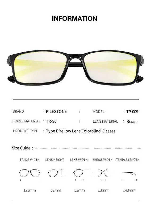 Alt view image 2 of 3 - TP-009 Yellow Color Blind Glasses (Tritanomaly/Tritanopia)