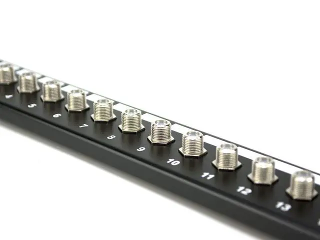 Alt view image 2 of 3 - 16 Port Fully Loaded F-Type Coaxial Patch Panel - 1U