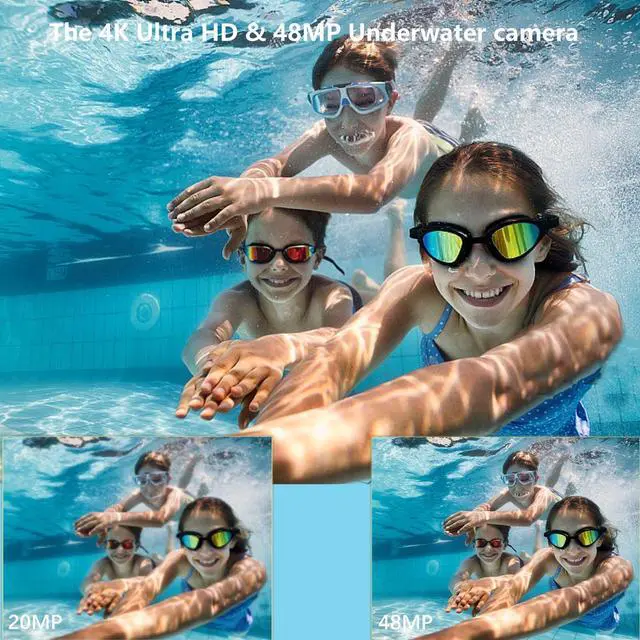 Alt view image 5 of 6 - 4K Underwater Camera, Full HD 4K&48MP Compact Floatable Camera, 10FT Waterproof Camera for Snorkeling, Surfing, Rafting, Dual-Screen for Selfie/16X Digital Zoom/Fill Light/Support 128GB Card(Blue)