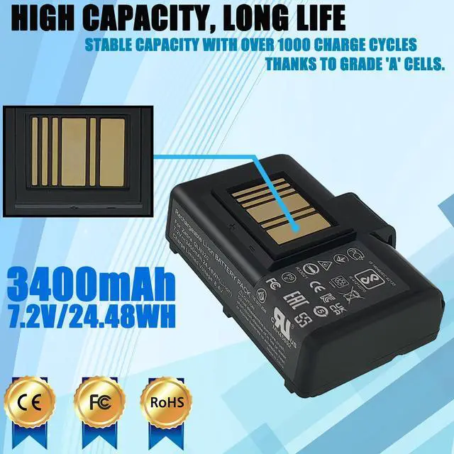 Alt view image 2 of 6 - QLN320 Battery Compatible with Zebra Printer ZQ520 ZQ521 QLN320 QLN220 QLn220HC ZR628 ZR638 ZR658 ZR668 ZQ610 ZQ620 ZQ500 ZQ510 QLN320HC 7.2V