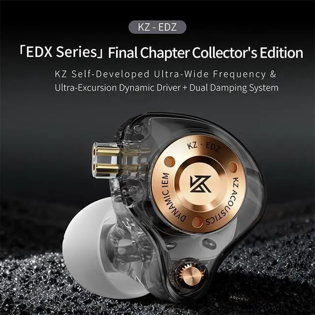 Alt view image 2 of 6 - KZ EDZ Ultra-Wide Dynamic Driver in Ear Monitor HiFi IEM Wired Earbuds | Natural Sound, Dual-Stage Damping System, Benchmark Tuning, Earphones for Audiophiles & Gamers(Black, 3.5mm with Mic)
