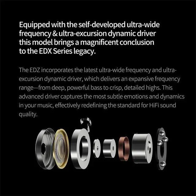 Alt view image 4 of 6 - KZ EDZ Ultra-Wide Dynamic Driver in Ear Monitor HiFi IEM Wired Earbuds | Natural Sound, Dual-Stage Damping System, Benchmark Tuning, Earphones for Audiophiles & Gamers(Black, 3.5mm with Mic)