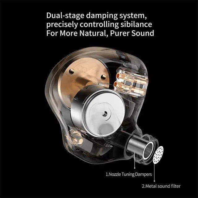 Alt view image 5 of 6 - KZ EDZ Ultra-Wide Dynamic Driver in Ear Monitor HiFi IEM Wired Earbuds | Natural Sound, Dual-Stage Damping System, Benchmark Tuning, Earphones for Audiophiles & Gamers(Black, 3.5mm with Mic)