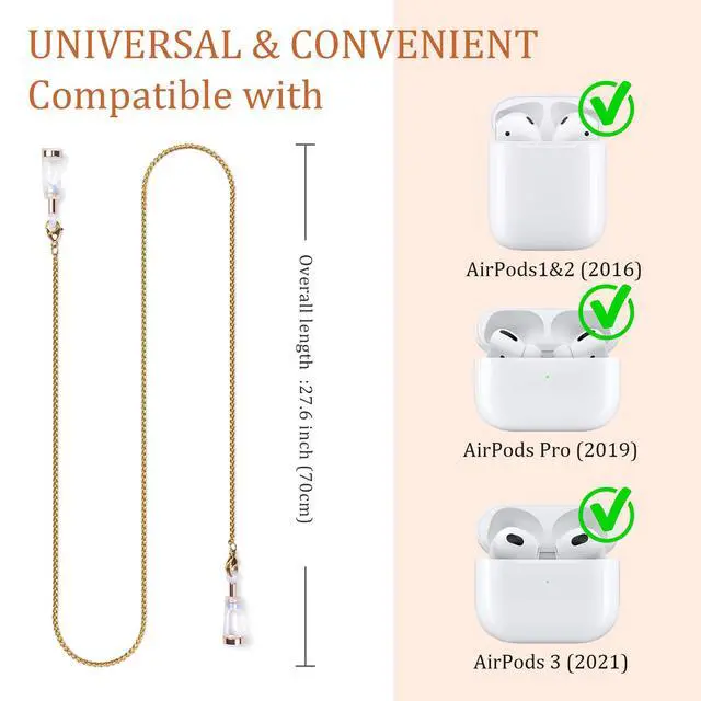 Alt view image 6 of 6 - Fashion Magnetic Anti-Lost for Airpod Strap Necklace Lanyard, Neckband for AirPods 3 2 1/ Pro/ Pro 2 (Silver Foral Crew Interlocking)