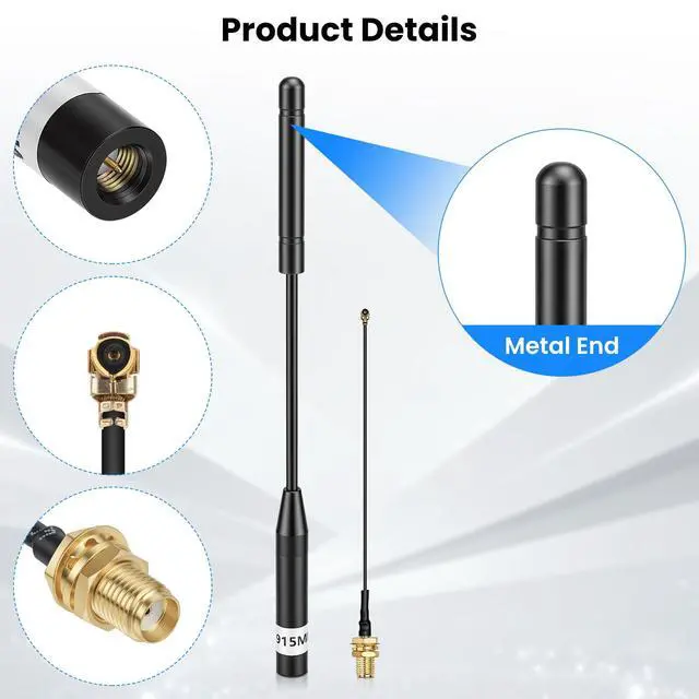 Alt view image 2 of 6 - 915MHz LoRa Antenna, Whip Antenna 20cm, Meshtastic 10dBi Gain, Black | 915MHz LoRa Antenna,10dBi Gain,SMA Male Omni Antenna,Long Range,whip antenna,Metal Emitter Design