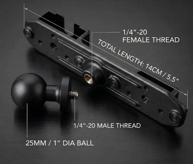 Alt view image 2 of 6 - Universal Walkie Talkie Mount Holder with 25mm 1 Inch Ball Base, Heavy Duty Design for Handheld Transceiver, CB Mic and Speaker Microphone Compatible with RAM Mounts B Size Double Socket Arm